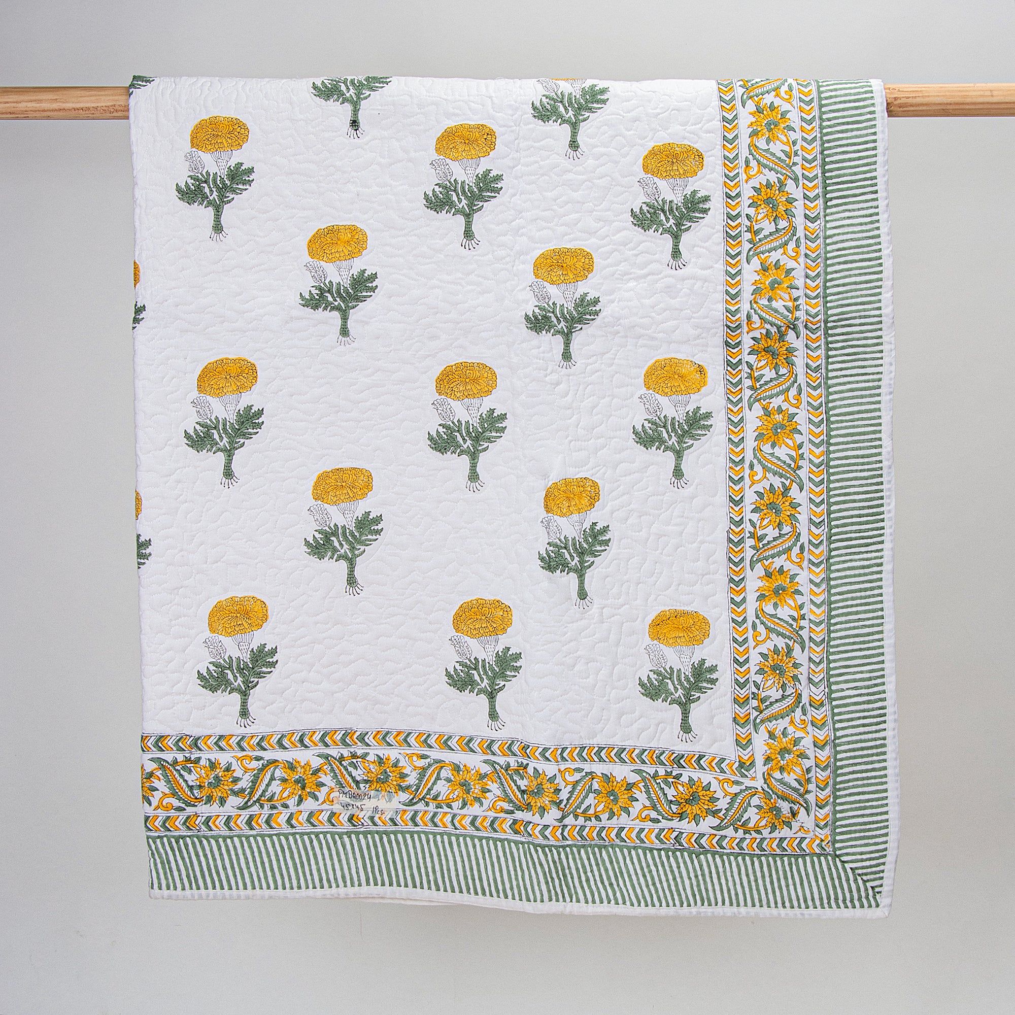 Yellow Floral Hand Printed Cotton Baby Blankets 125